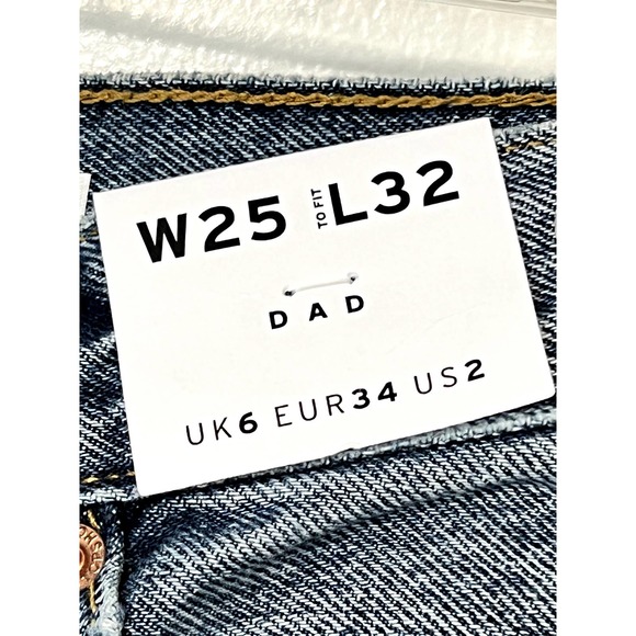 NWT Topshop Mid Rise Loose Fit Dad jeans Blue Washed Womens Size 2 - Picture 5 of 8